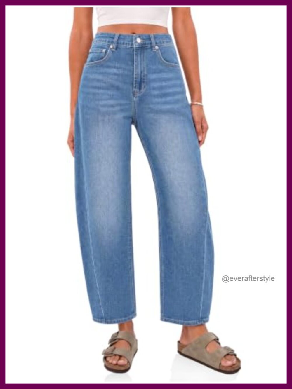High Waisted Cropped Barrel Wide Leg Jeans
